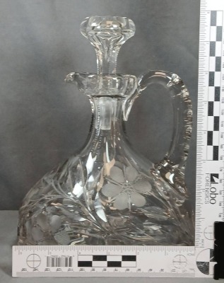 Cut Glass Decanter with Floral Pattern - 11