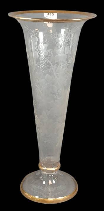 Hand-Blown Clear Glass Trumpet Vase