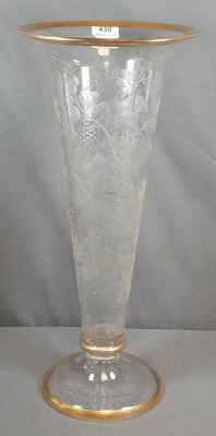 Hand-Blown Clear Glass Trumpet Vase - 2