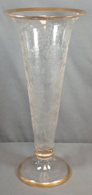 Hand-Blown Clear Glass Trumpet Vase - 3