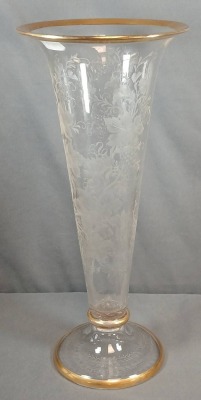 Hand-Blown Clear Glass Trumpet Vase - 4