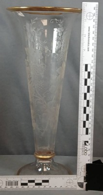 Hand-Blown Clear Glass Trumpet Vase - 9