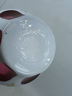 Bohemian White Overlay Cut-to-Red Glass Vase - 6