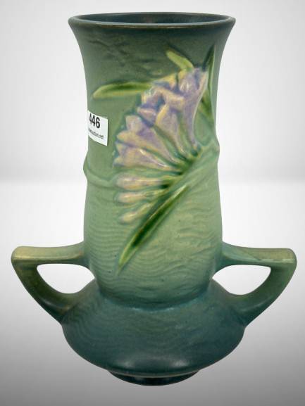 Roseville Freesia 119-7" Vase in Green