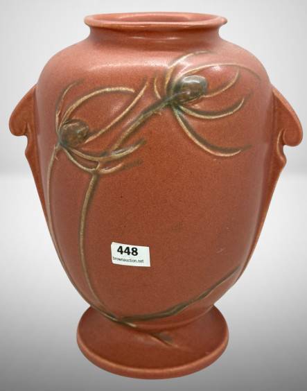 Roseville Teasel 884-8" Red Vase