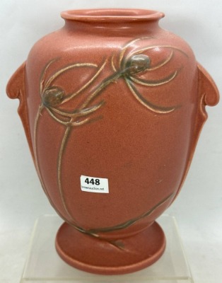Roseville Teasel 884-8" Red Vase - 2