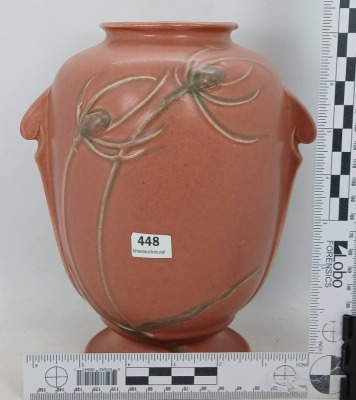 Roseville Teasel 884-8" Red Vase - 7