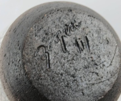 Signed Raku Art Pottery Vase with Geometric Design - 5