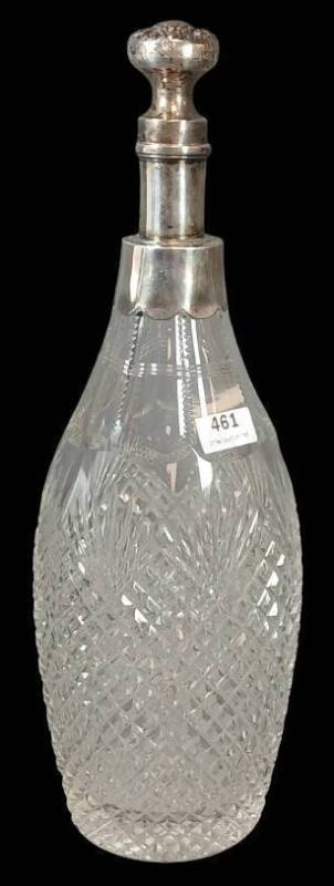 Cut Glass Decanter with Sterling Silver Stopper