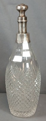 Cut Glass Decanter with Sterling Silver Stopper - 4