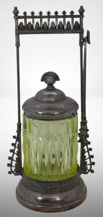 Victorian-Style Uranium Glass Pickle Castor