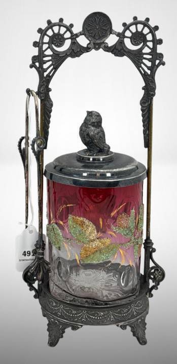 Victorian-Style Cranberry Glass Pickle Castor