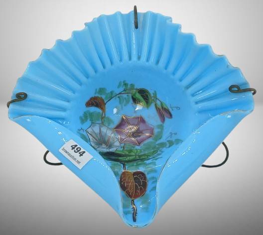 Art Glass Basket/Calling Card Holder and Stand