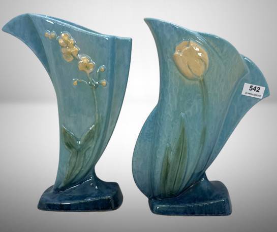 (2) Roseville Wincraft Blue Vases