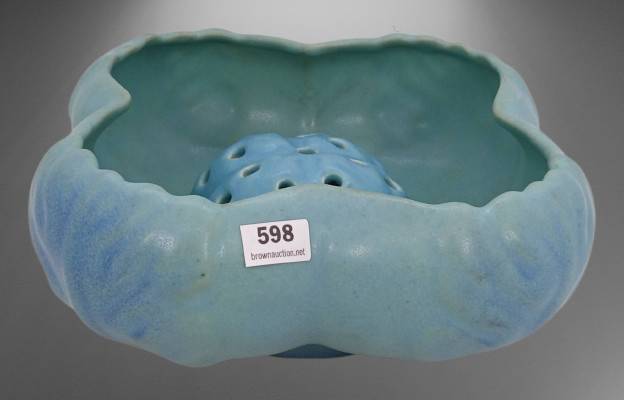 Van Briggle Pottery Oak Leaf Planter with Flower Frog
