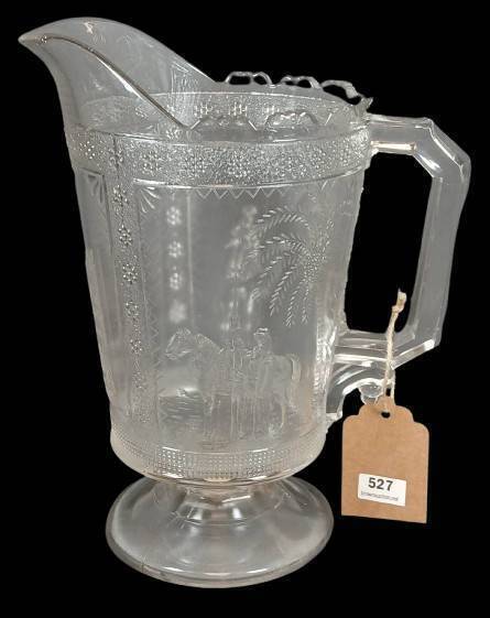 EAPG Adams Glass Egyptian/Parthenon Water Pitcher, ca. 1883