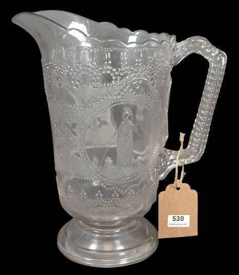 EAPG Adams Glass Minerva/Roman Medallion Pitcher, ca. 1882