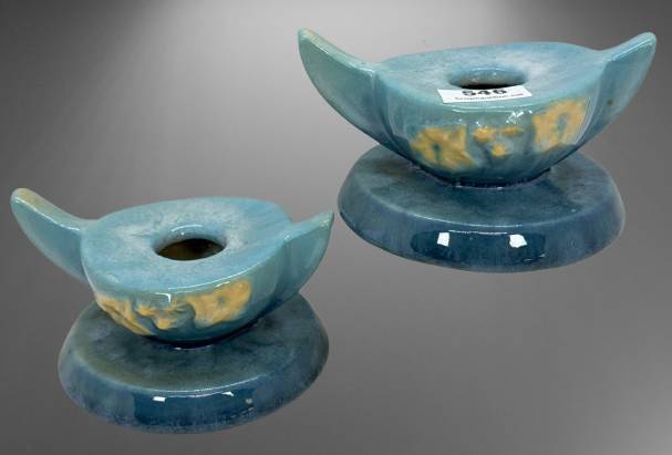 Roseville Wincraft 251 Blue Candle Holders