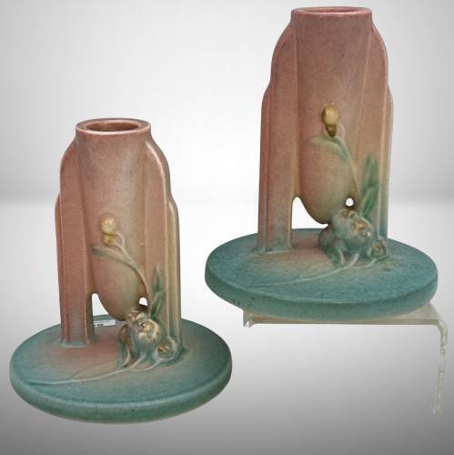 Roseville Ixia 1126-4.5" Pink Candle Sticks