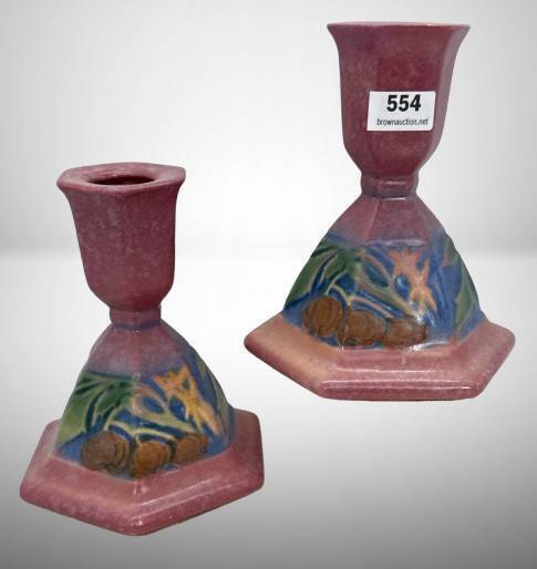 Roseville Baneda 1088-4" Pink Candle sticks