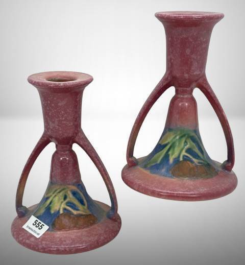 Roseville Baneda 1087-5" Pink Candle sticks
