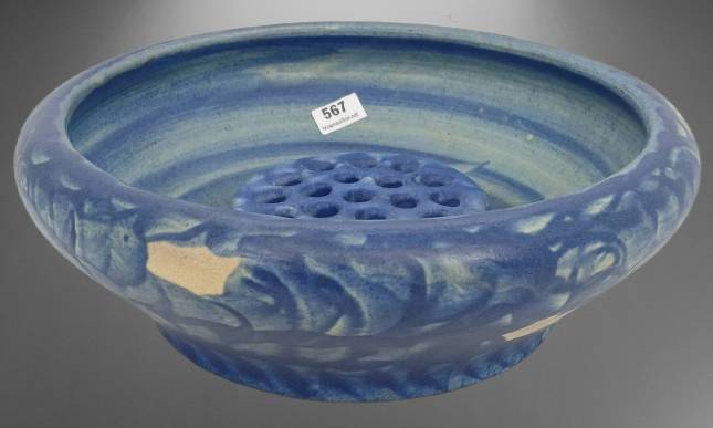 Peters & Reed Zane Ware Pottery Bowl and Flower Frog