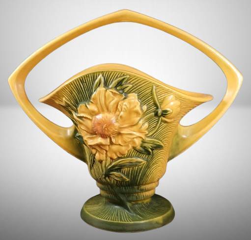 Roseville Peony 379-12" Yellow Basket