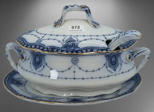 Till & Sons Burslem Eton Flow Blue Gravy Boat
