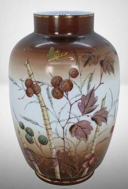 Bristol-Type 10.25" Vase With Botanical Designs
