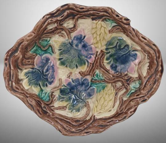 Majolica Floral Ceramic Dish
