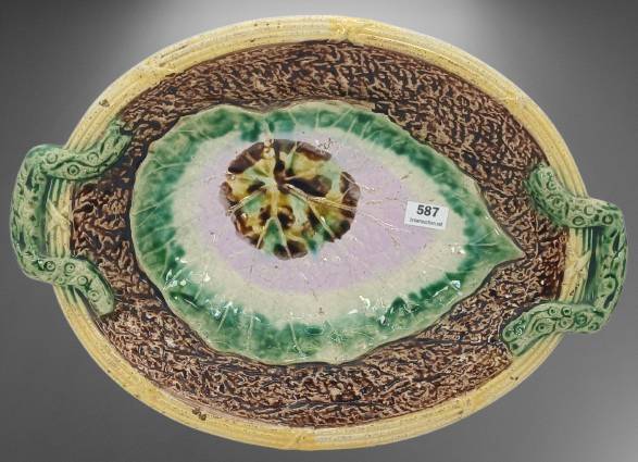 Majolica Oval Handled Platter