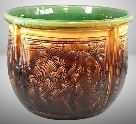 Weller Jardiniere with Grape Vine and Leaf Relief Design
