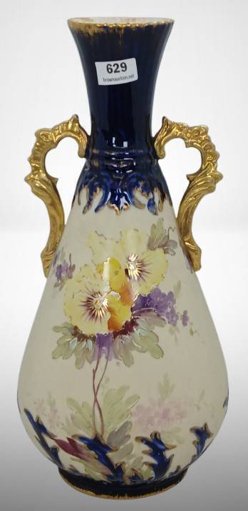 Mrkd. Austria Floral Ceramic Vase