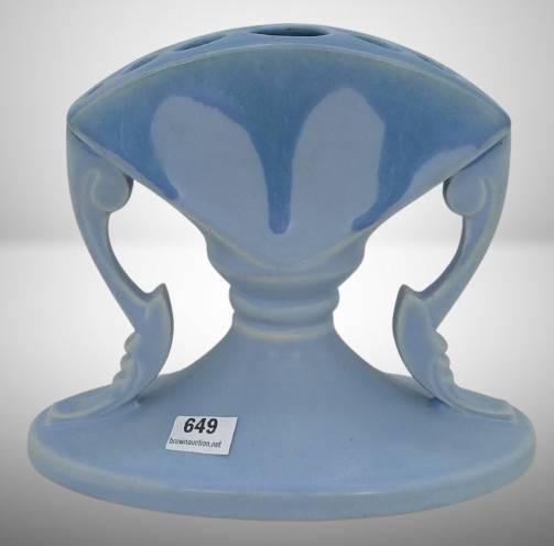 Roseville Carnelian I Flower Frog, Blue
