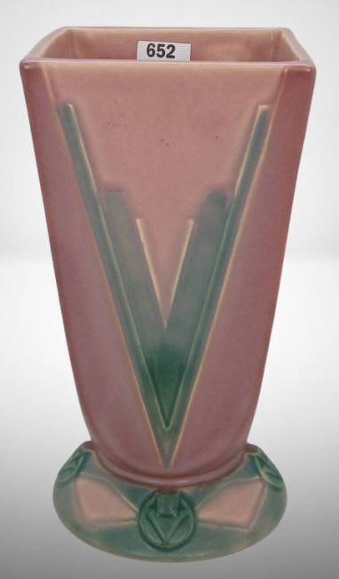 Roseville Futura 399-7" "Victory Vee" Vase, Pink