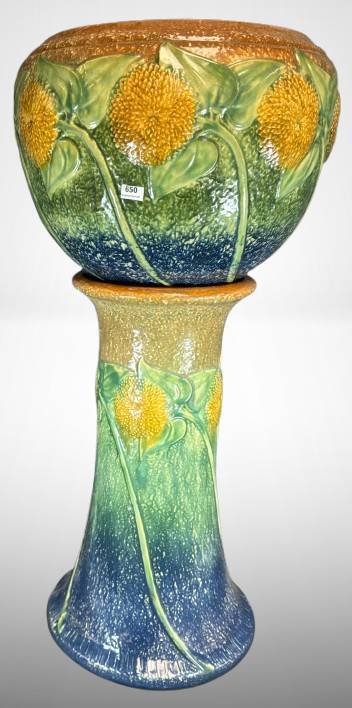 Roseville Sunflower 619-10" Jardiniere and Pedestal