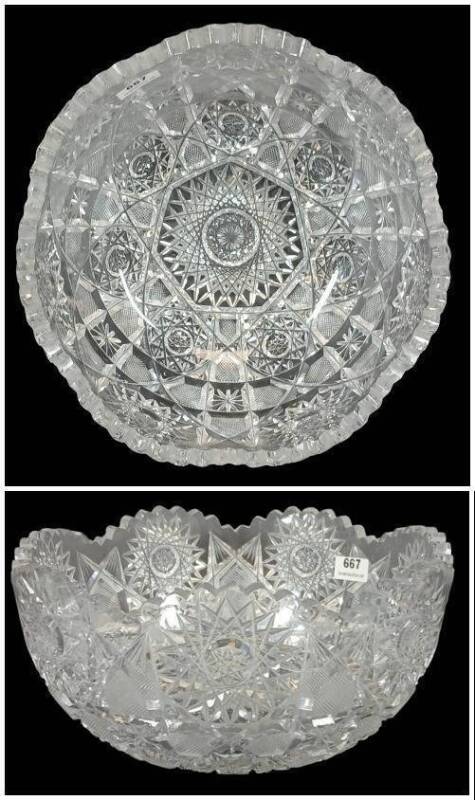 Cut Glass Bowl with Intricate Pattern