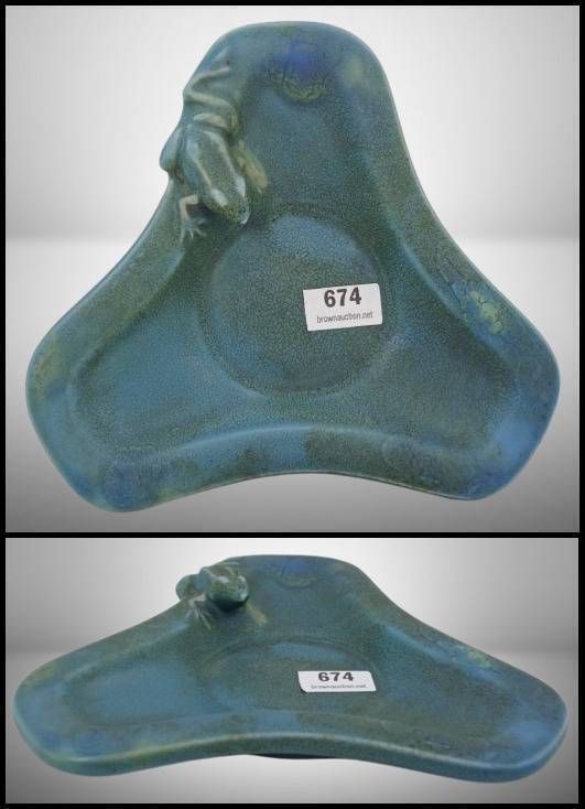 Rookwood Pottery Triad Dish With Mounted Figural Frog