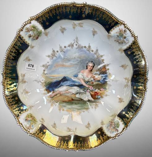 R.S. Prussia Portrait Bowl with Tiffany Border