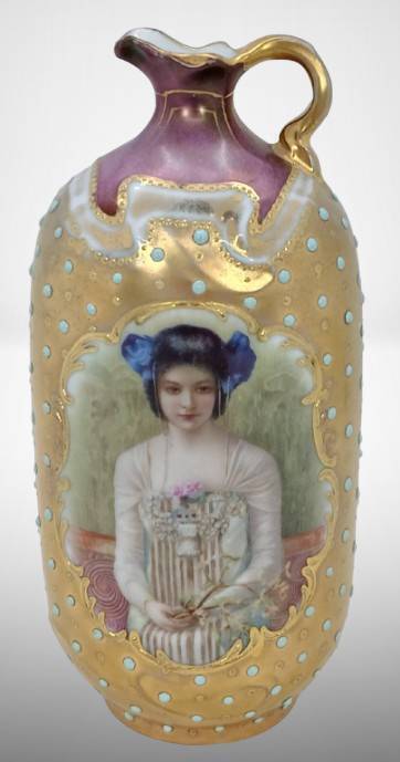 Prov Saxe Portrait Ewer with Gilded Accents