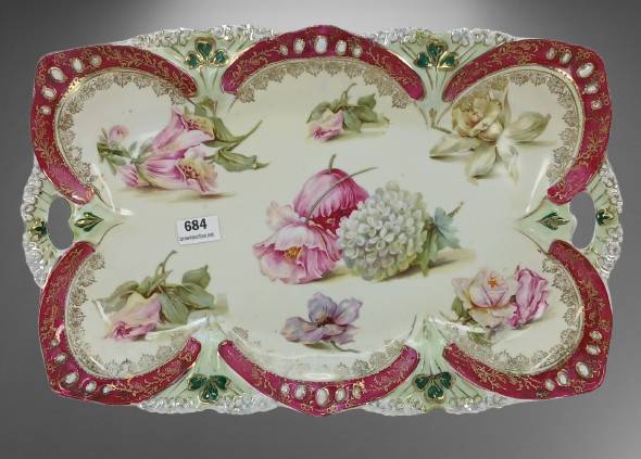 RS Prussia Handled Floral Dresser Tray