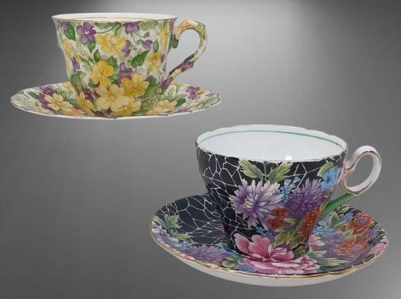 (2) English Floral Tea cup and Saucer Sets