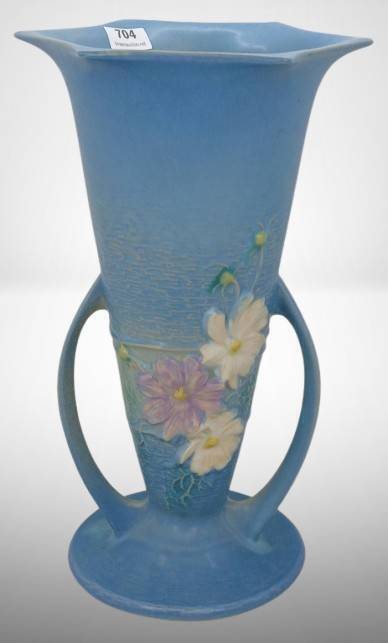 Roseville Cosmos 954-10" Blue Vase