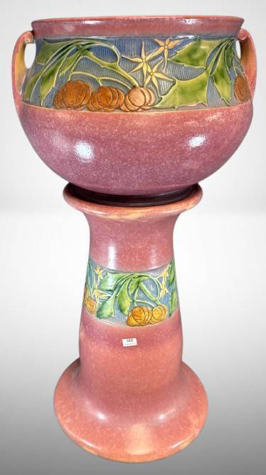 Roseville Baneda 626-10" Jardiniere and Pedestal, pink