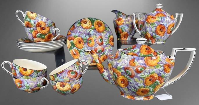 Crown Ducal Ware Marigold Chintz Tea Set
