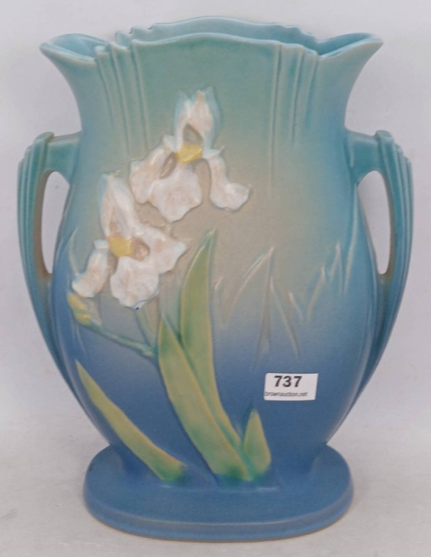 Roseville Iris 922-8" Vase in Blue