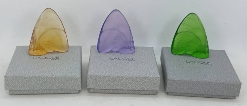 Lalique Glass Butterfly Figurines (Set of 3)