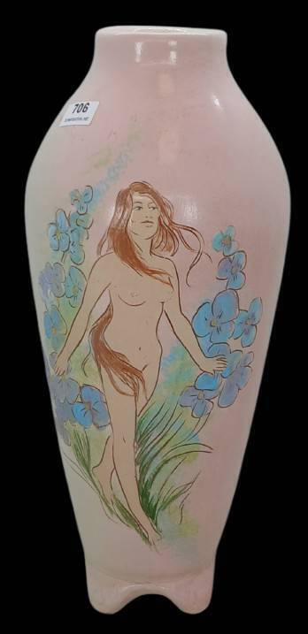 Art Pottery Vase with Figural Design