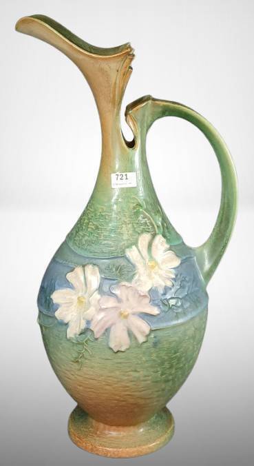 Roseville Cosmos 957-15" Ewer in Green