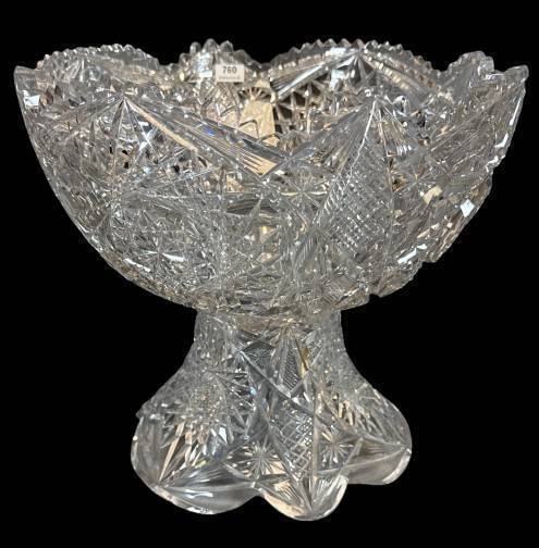 Cut Glass Punch Bowl with Stand